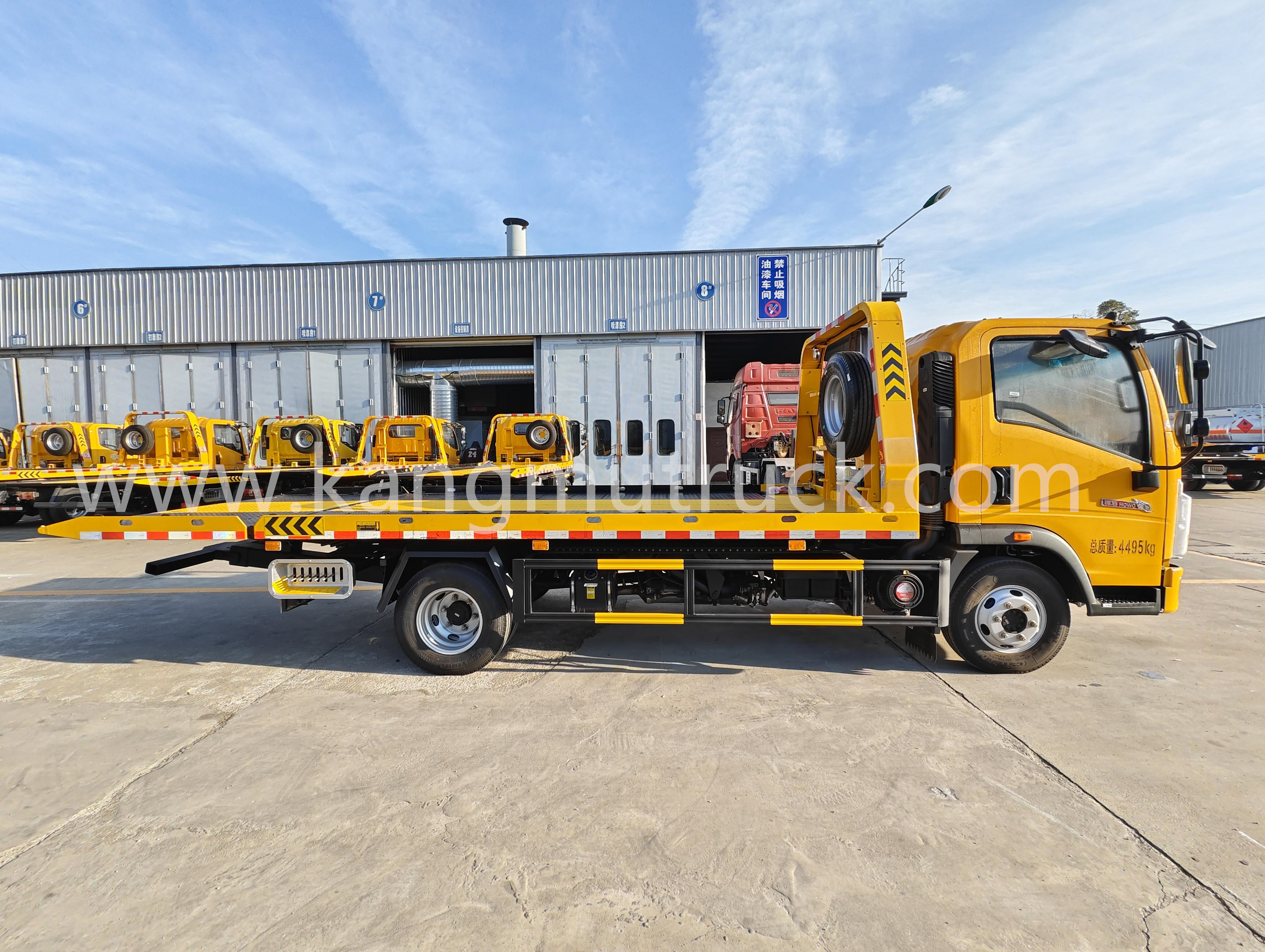 Howo 140hp Heavy Duty Wrecker Recovery Truck Truck Flat Bed Sled Bed Tow Truck
